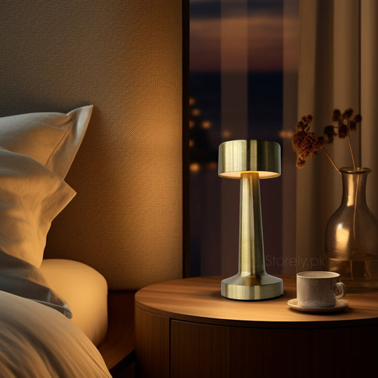 USB Rechargeable Portable Touch Control Dimmable 3 Light Color Tunable Table Lamp for Hotel, Cafe