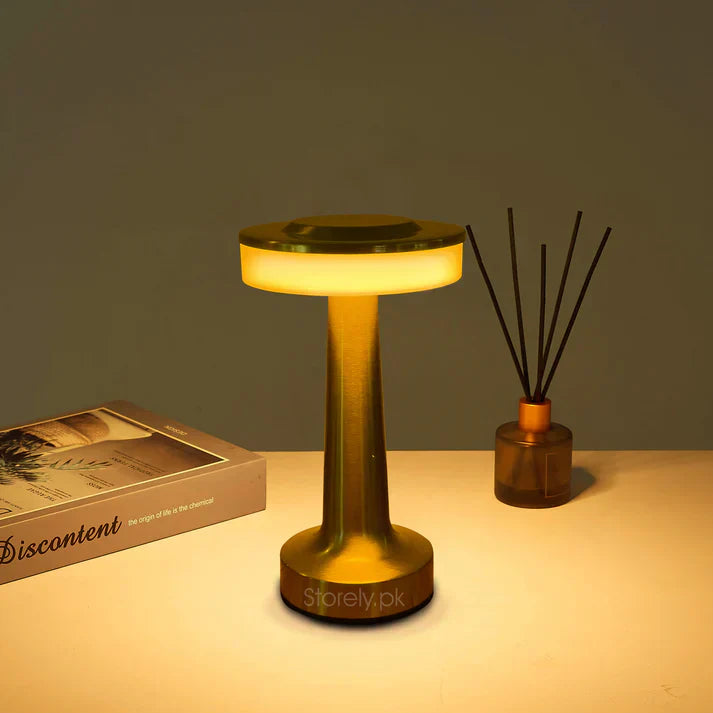 USB Rechargeable Portable Touch Control Dimmable 3 Light Color Tunable Table Lamp for Hotel, Cafe