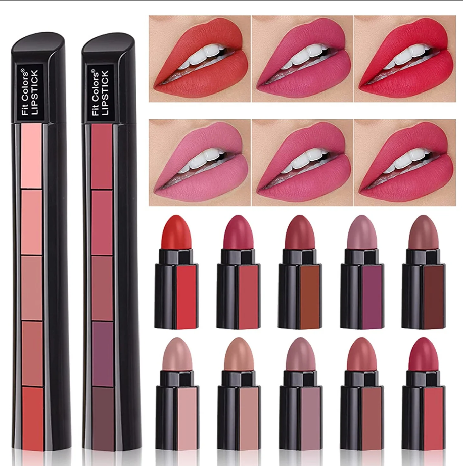 5-in-1 Lipstick Stack - (Red Tones)